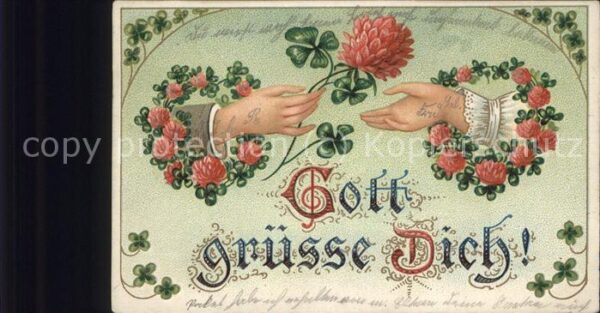 Blumengruesse Kleeblatt Hände