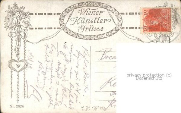 Verlag Wiener Kunst Nr. 2826 J.E. Hörwarter Spinnrad – Bild 2