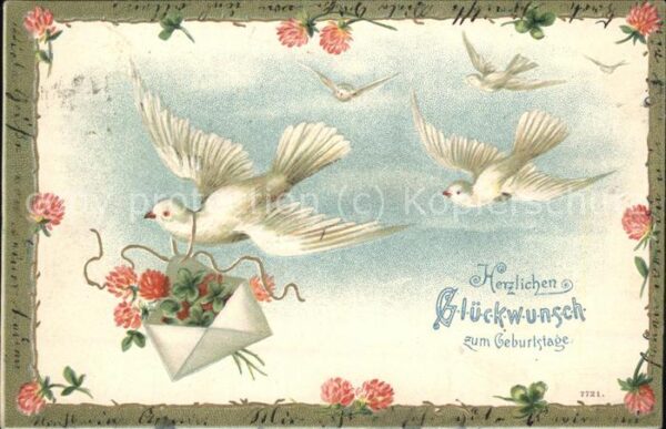 Brieftaube Carrier Pigeon voyageur Geburtstag Blumen