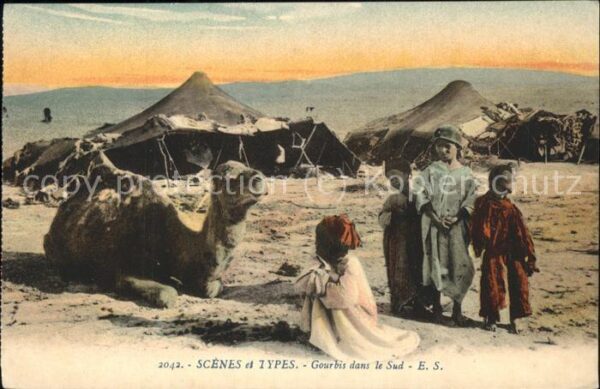Kamel  Camel Chameau Typen Kinder Gourbis Zelte