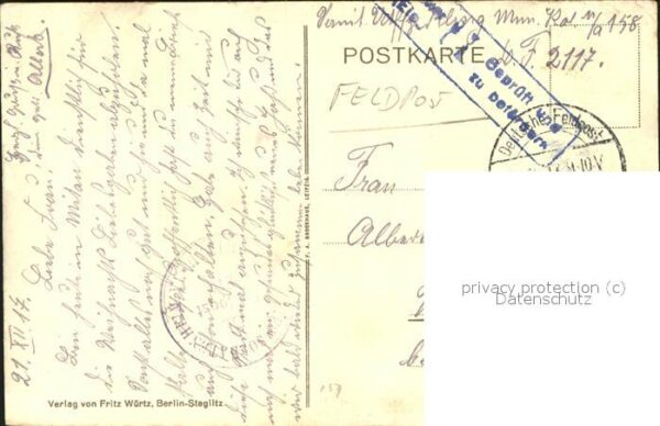 Feldpost-Stempel WK1 Soldatenheim VI. – Bild 2