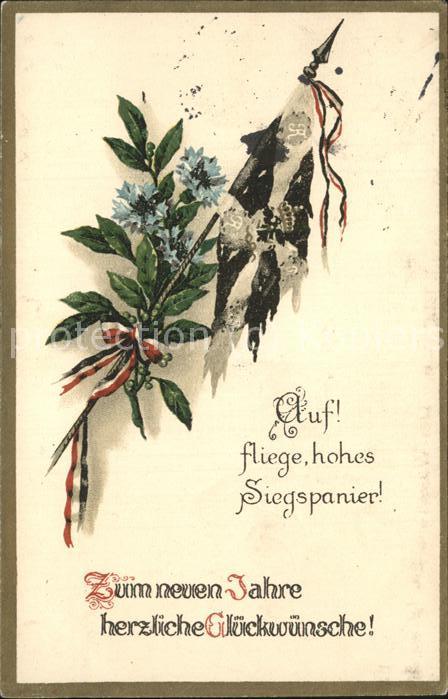 Schwarz Weiss Rot Neujahr Fahne Blume Feldpost