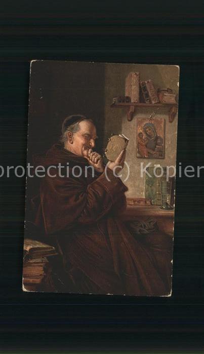 Kuenstlerkarte Eduard Grützner Nr. 2601 Buch Lektüre