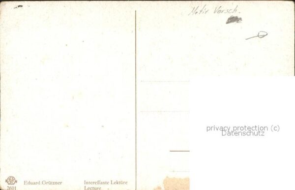 Kuenstlerkarte Eduard Grützner Nr. 2601 Buch Lektüre – Bild 2