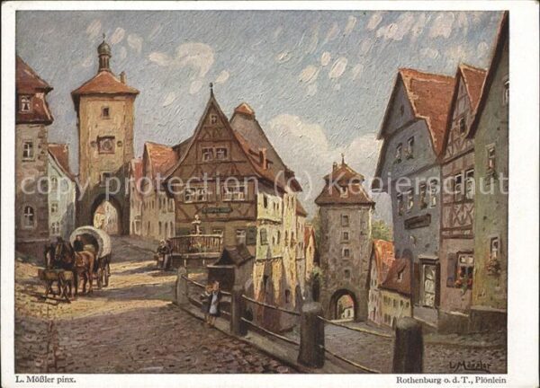 Moessler L. Rothenburg o.d. T. Plönlein Pferdekutsc