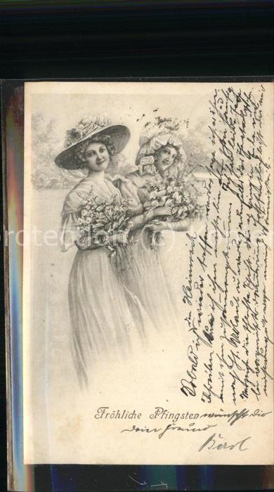 Pfingsten Pentecost Pentecote Frauen Blume Hut Jugendstil