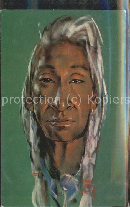 Indianer Native American Indian Chief Künstlerkarte Gerda Christ