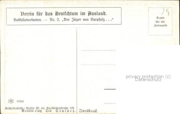 Liederkarte Nr. 2 Ernst Kutzer Der Jäger aus Kurpfa – Bild 2