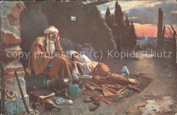 Kuenstlerkarte Rodolphe Ernst Typen Konstantinopel