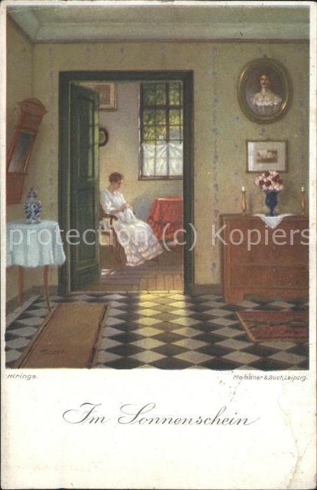 Kuenstlerkarte H. Krings Handarbeit häkeln