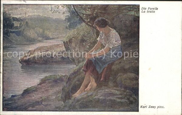 Verlag Wiener Kunst Nr. 1589 Karl Zewy Die Forelle