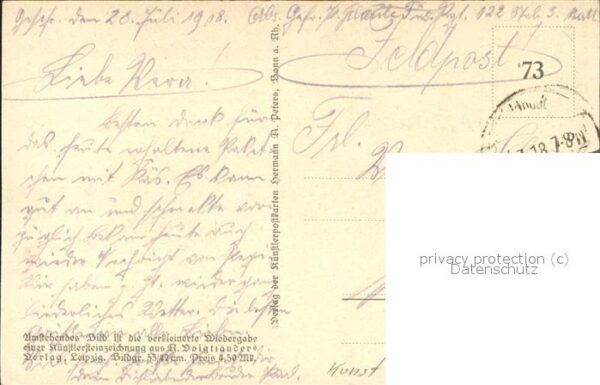 Kuenstlerkarte H. Prentzel Stiller Winkel Feldpost – Bild 2