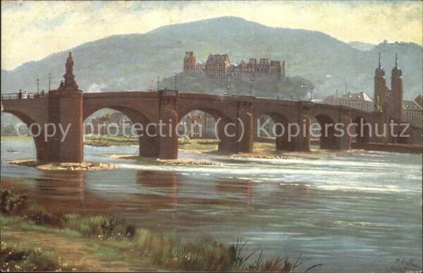 Hoffmann Heinrich Heidelberg alte Neckarbrücke Karl Theod
