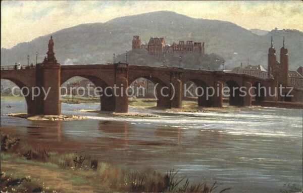 Hoffmann Heinrich Heidelberg alte Neckarbrücke Karl Theod