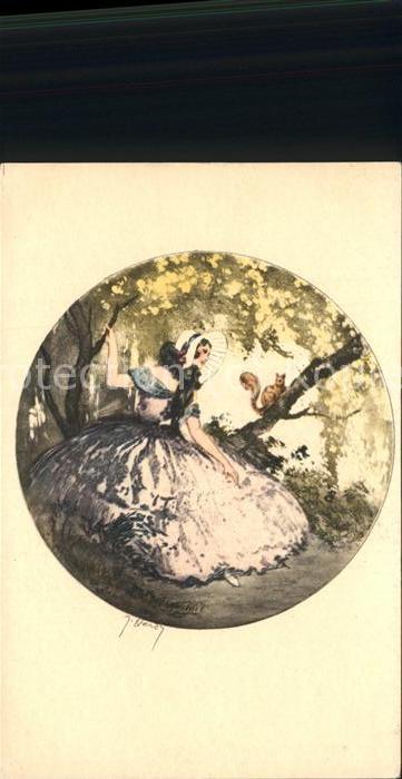 Kuenstlerkarte J. Hardy Frau Eichhörnchen Wald
