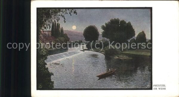 Kuenstlerkarte Litho Prentzel am Wehr Feldpost