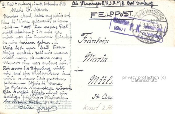 Kuenstlerkarte Litho Prentzel am Wehr Feldpost – Bild 2