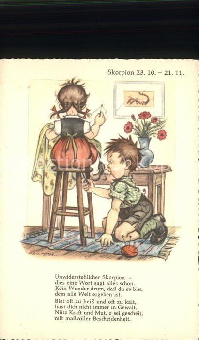 Sternzeichen Skorpion Künstlerkarte Hanitzsch Nr. 64