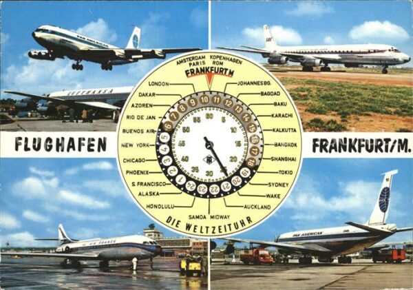 Flughafen Airport Aeroporto Frankfurt am Main Flugzeuge Weltzeituhr