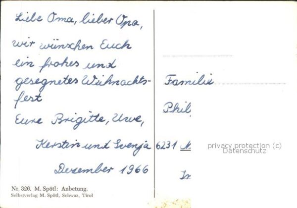Spoetl Maria Kuenstlerkarte Nr. 326 Anbetung Engel Kerze Christkind – Bild 2