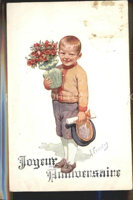 Feiertag Karl Kind Blumen Hut Glückwunsch