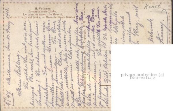 Kuenstlerkarte H. Volkmer Nr. 22 Mozarts erste Liebe G – Bild 2