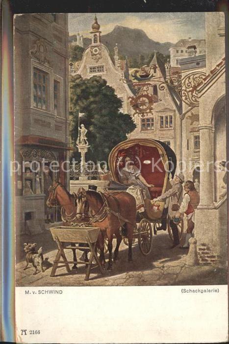 Kuenstlerkarte M.v.Schwind Schackgalerie Nr. 2166 Pfer
