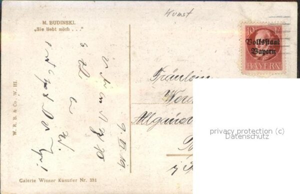 Verlag Galerie Wiener Kuenstler Nr. 331 M. Budinski Sie liebt mich Kind Blu – Bild 2
