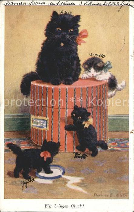 Verlag Primus Nr. 2544 Katzen Künstlerkarte Florence E. V