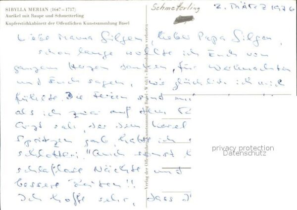 Schmetterlinge Aurikel Raupe Künstlerkarte Sibylla Mer – Bild 2