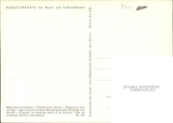 Hasen Kind Ostern Künstlerkarte Mund- und Fuß – Bild 2