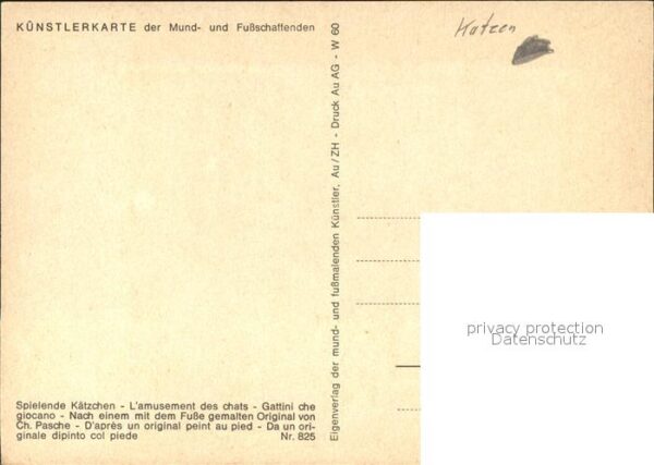 Kuenstlerkarte Ch. Pasche Nr. 825 Spielende Kätzchen B – Bild 2