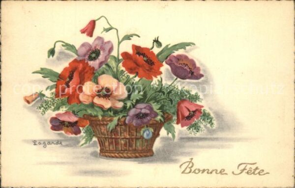Blumen Künstlerkarte Lagarde Glückwunsch Gebur