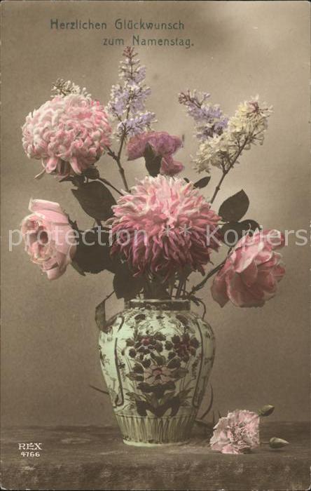 Verlag REX Nr. 4766 Blumen Rose Namenstag Glückwunsch