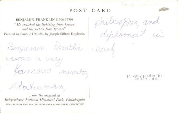 Persoenlichkeiten Benjamin Franklin Künstlerkarte Joseph – Bild 2