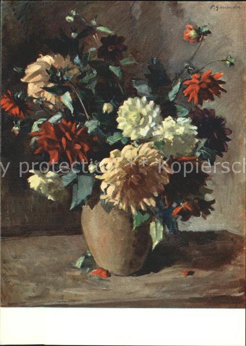 Blumen Dahlien Künstlerkarte P. Gmünder