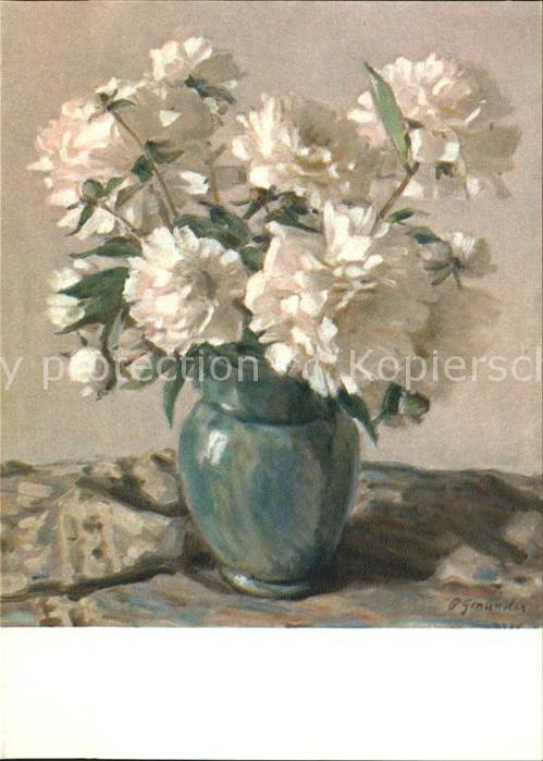 Blumen Pfingstrosen Künstlerkarte P. Gmünder