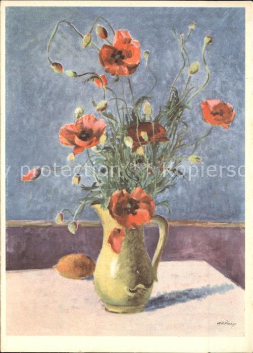 Blumen Mohn papaveri Künstlerkarte A.H. Daepp