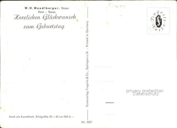 Rosen Künstlerkarte W.H. Wendlberger Nr. 5027 – Bild 2