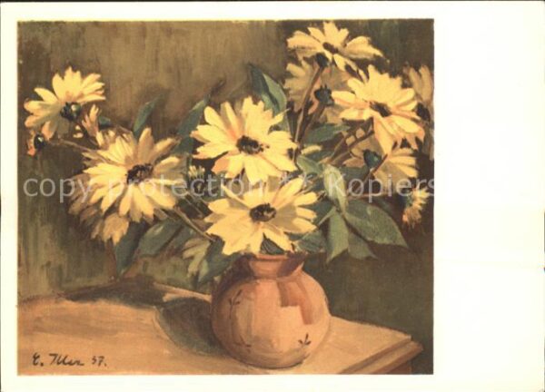 Blumen Sonnenblumen Künstlerkarte E. Jller
