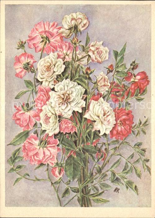 Blumen Kletterrosen Künstlerkarte Hedwig Krebs