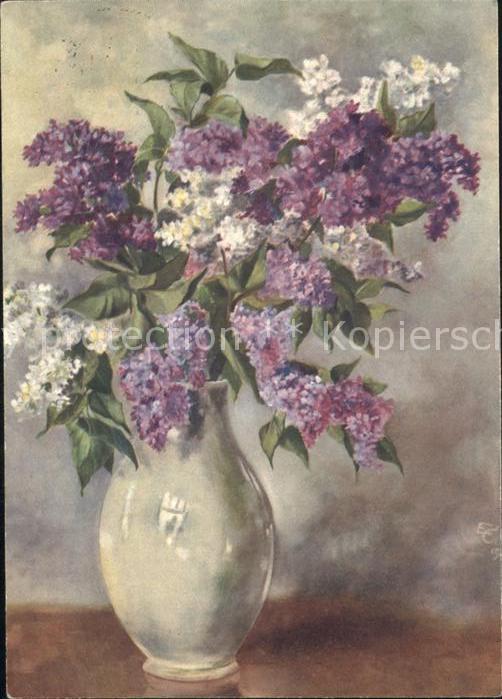 Blumen Flieder Künstlerkarte E. Giger