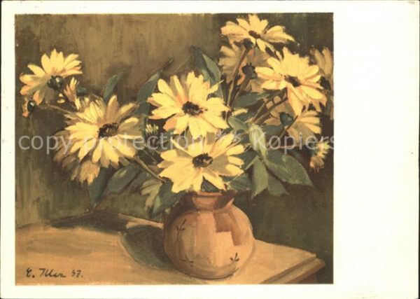 Kuenstlerkarte E. Iller Sonnenblumen Girasoli