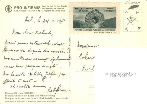Kuenstlerkarte Emanuel Steiner Blumenstillleben Käfer – Bild 2