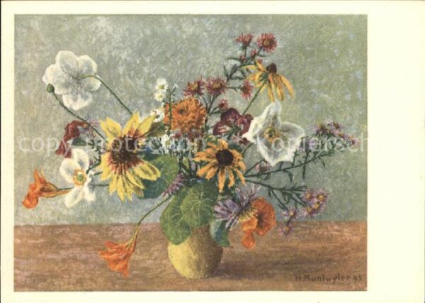 Muntwyler H. Blumen auf grauem Grund