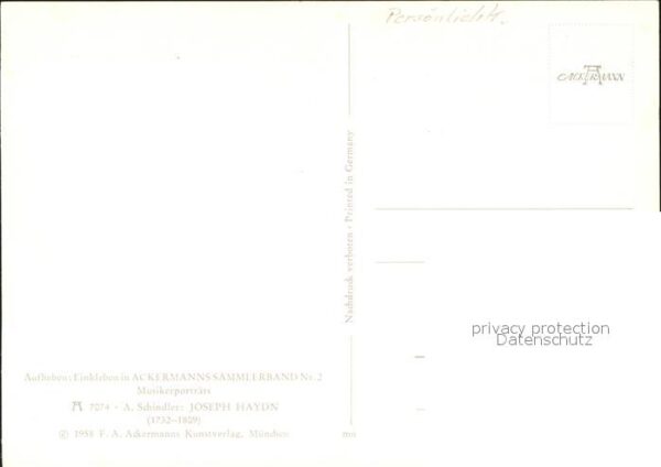 Persoenlichkeiten Joseph Haydn Künstlerkarte A. Schindler – Bild 2