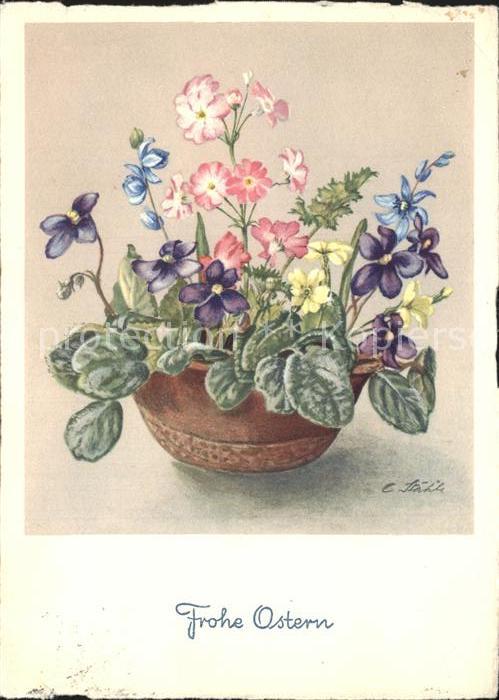 Kuenstlerkarte C. Stähle Nr. 291 Ostern Blumen Veilche