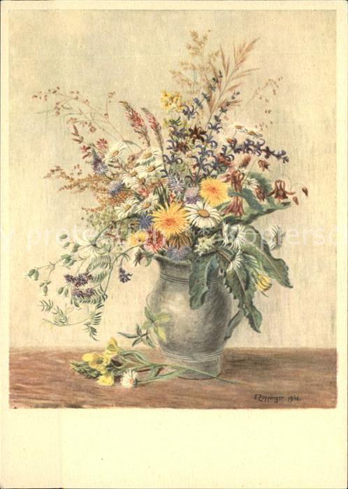 Kuenstlerkarte Ernst Zuppinger Feldblumenstrauss