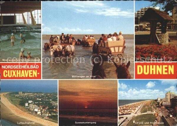 Duhnen Nordsee Wattwagen im Priel Dorfbrunnen Fliegera