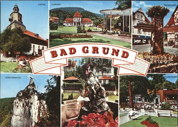 Bad Grund Kirche Kurpark Wegweiser Hübichensten Z